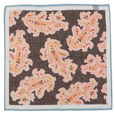 Large Brown Detailed Paisley Pocket Square - Tie Doctor